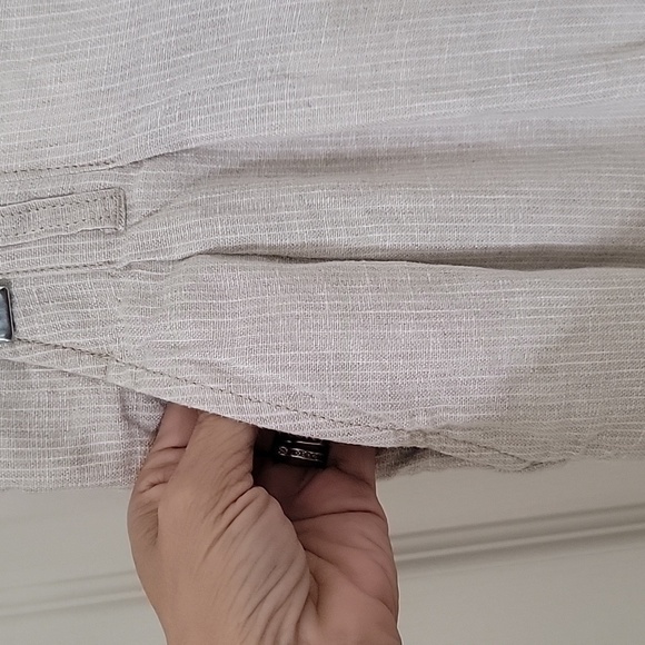 Garnet Hill Size 8 Oatmeal and Ivory Striped European Flax Linen Trousers - Picture 3 of 14